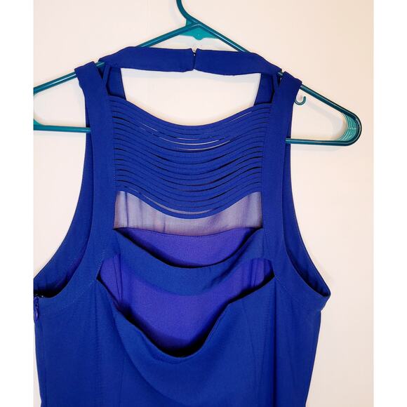 Adelyn Rae Blue Wrap Sleeveless Lattice Back Mini Dress Size Medium - Picture 7 of 11